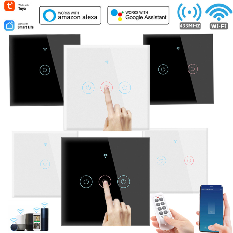 EU No Neutral Alexa Smart Home Touch Screen Light Wifi Smart Switch from China supplier